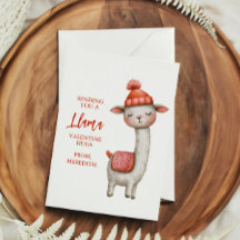 Süße Lama Valentinstagskarte für Kinder im Klassen