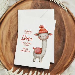 Süße Lama Valentinstagskarte für Kinder im Klassen Mitteilungskarte