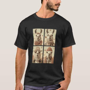Süße Lamas Herbstblätter Bauernhoftiere Motiv Herb T-Shirt