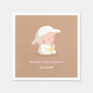 Süße Lamm-und Milchflaschen-Baby-Shower-Artikel Serviette