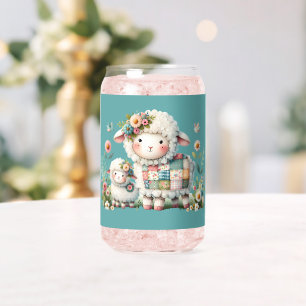 Süße Lämmer mit floralen und Patchwork-Akzente Dosenglas