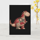Süße Land-Dinosaurier-Patchwork-Herzen Valentinsta Karte (Gelbe Blume)