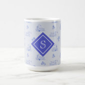 Süße Landgans-Toile-Muster-Monogramm Kaffeetasse (Mittel)