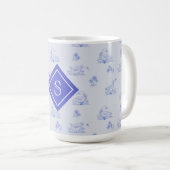 Süße Landgans-Toile-Muster-Monogramm Kaffeetasse (VorderseiteRechts)