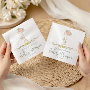 Süße ländliche Blumen-Hasen-Baby-Party Serviette