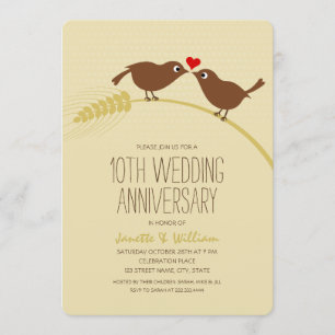 Süße Landliebesvögel 10. Hochzeitstag Einladung