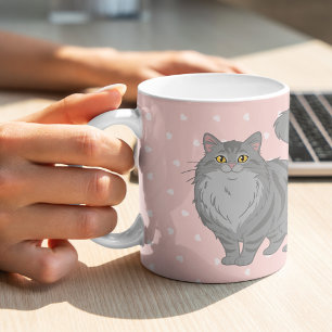 Süße Langhaar-Graue-Tabby-Katze-Mama Personalisier Kaffeetasse