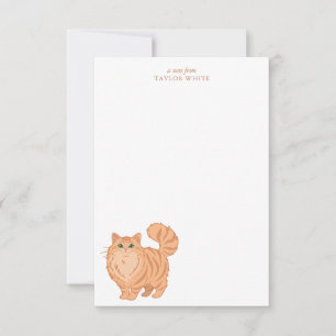 Süße Langhaarige Orange Tabby Katze Danke Mitteilungskarte