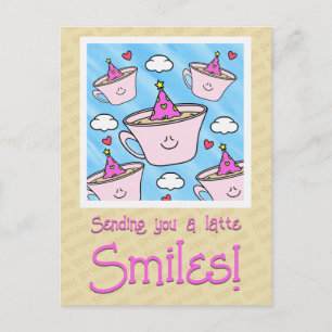 Süße Latte Grinsen Kaffee Liebhaber Alles Gute zum Postkarte