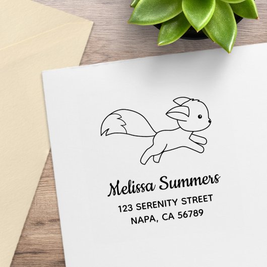 Süße Laufende Fuchs Adresse Gummistempel