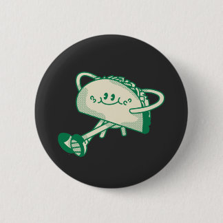 Süße laufende grüne Taco-Maskottchenfigur Button
