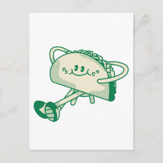Süße laufende grüne Taco-Maskottchenfigur Postkarte