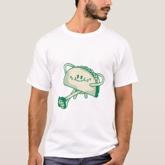 Süße laufende grüne Taco-Maskottchenfigur T-Shirt