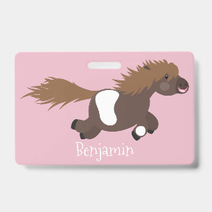 Süße laufende Shetlandpony-Cartoon-Illustration Ausweis