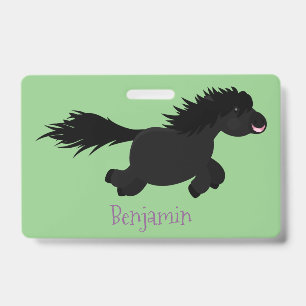 Süße laufende Shetlandpony-Cartoon-Illustration Ausweis