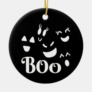 Süße Laune Halloween-Geister-Gesichter Boo Schwarz Keramik Ornament