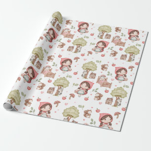 Süße, launische Geschichte von Rotkäppchen im Bild Geschenkpapier