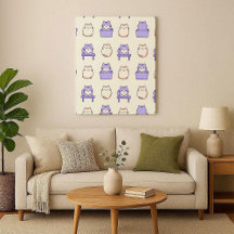 Süße Lavendel-Dicke-Katze-Pastell-Canvas-Druck
