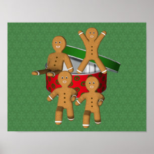 Süße Lebkuchen-Männer-Kekse Weihnachten Ferien Poster