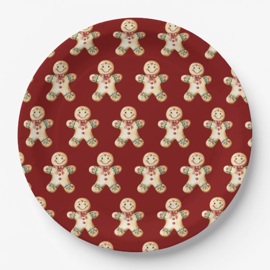 Süße Lebkuchen-Rote Weihnachts-Papierplatte Pappteller (Vorderseite)