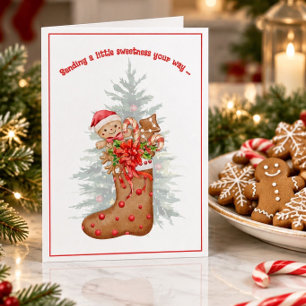 Süße Lebkuchen-Weihnachtskarte mit Strumpf Karte
