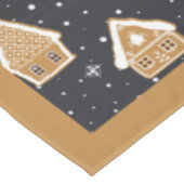 Süße Lebkuchendorf-Tannen-Weihnachten in Blau  Tischdecke (Schrägansicht)