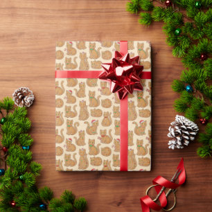 Süße Lebkuchenkatzen Weihnachtsglasur Kekse Geschenkpapier