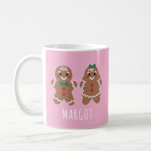 Süße Lebkuchenmännchen mit Schleifen Kaffeetasse (Links)