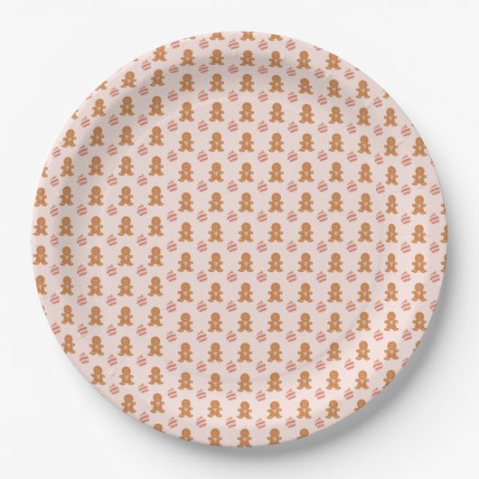 Süße Lebkuchenmänner Weihnachtsmuster Papiertablet Pappteller (Vorderseite)