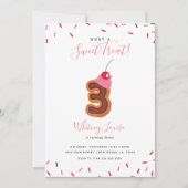 Süße Leckerei Dritter Geburtstag Einladung (Vorderseite)