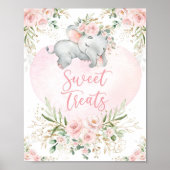 Süße Leckereien | Dreamy Baby Elephant Blush Flora Poster (Vorne)