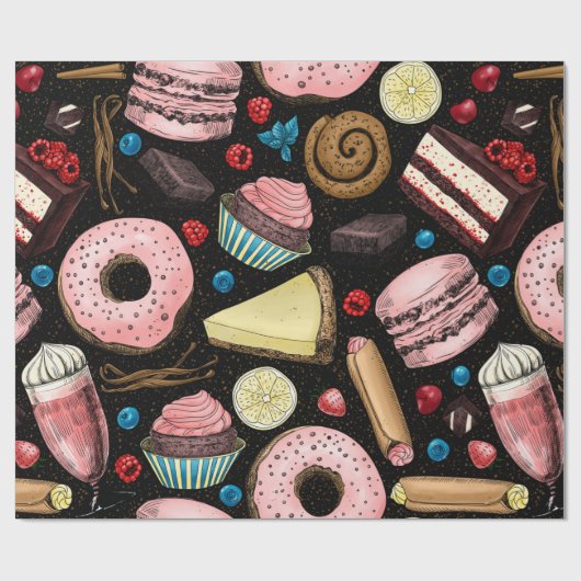 Süße Leckereien Geschenkpapier (Flach)