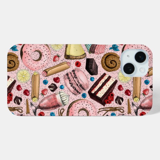 Süße Leckereien in Rosa Case-Mate iPhone Hülle (Rückseite (Horizontal))