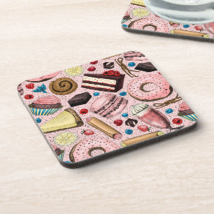 Süße Leckereien in Rosa Getränkeuntersetzer