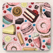 Süße Leckereien in Rosa Getränkeuntersetzer (Vorderseite)