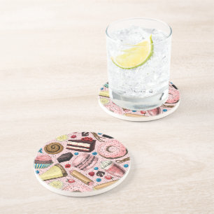 Süße Leckereien in Rosa Getränkeuntersetzer