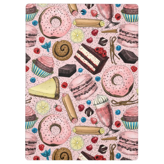 Süße Leckereien in Rosa Klemmbrett (Rückseite)