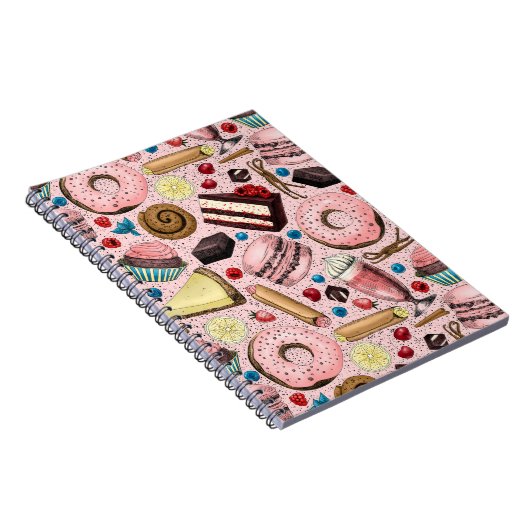 Süße Leckereien in Rosa Notizblock (Rechte Seite)