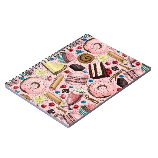 Süße Leckereien in Rosa Notizblock (Linke Seite)