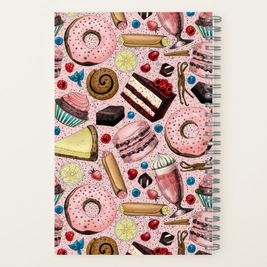 Süße Leckereien in Rosa Notizblock (Rückseite)