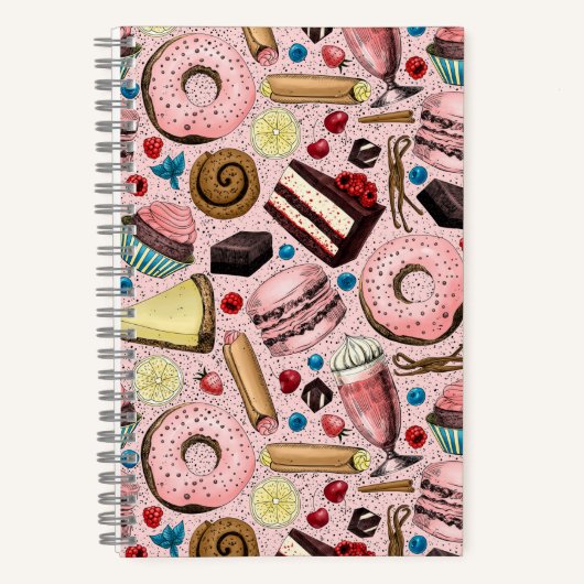 Süße Leckereien in Rosa Notizblock (Vorderseite)