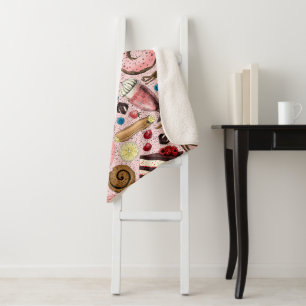 Süße Leckereien in Rosa Sherpadecke