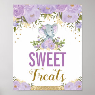 Süße Leckereien Lila Elephant Lavender Floral Gefa Poster