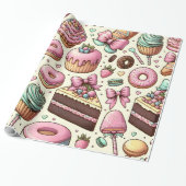 Süße Leckereien mit Bows Geschenkpapier (Ungerollt)