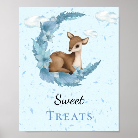 Süße Leckereien Niedliche kleine Bambi blauen Wolk Poster (Vorne)