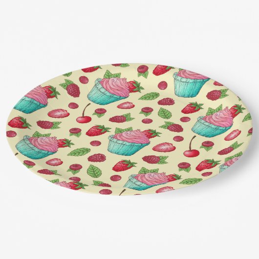 Süße Leckereien Pappteller (Schrägansicht)