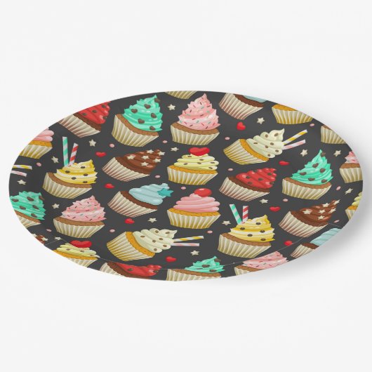 Süße Leckereien Pappteller (Schrägansicht)