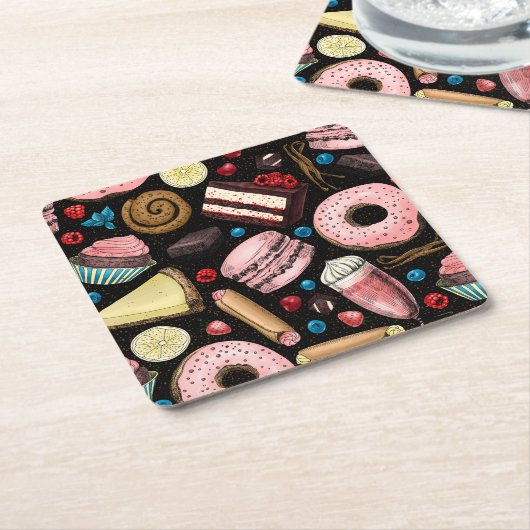 Süße Leckereien Rechteckiger Pappuntersetzer (angewinkelt)