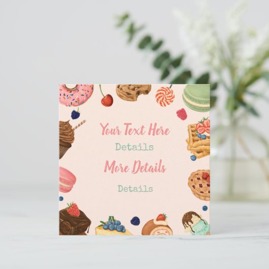 Süße Leckereien Save the Date (Stehend Vorderseite)