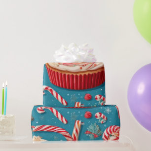 Süße Leckereien & Zuckerstangen Türkis Geburtstag Geschenkpapier